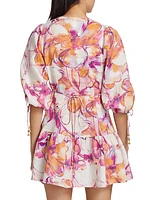 Nadia Floral Linen Minidress