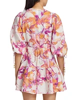 Nadia Floral Linen Minidress