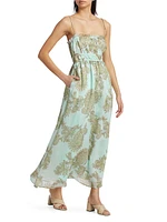 Zoe Paisley Linen-Blend Slipdress