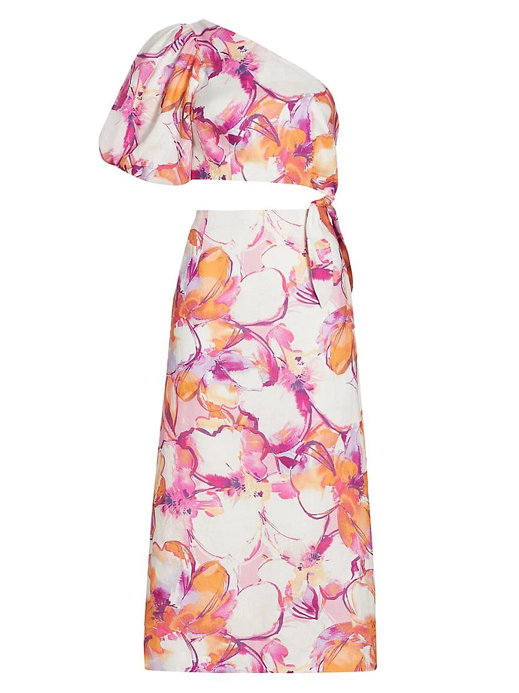 Nadia Floral Cut-Out Midi-Dress