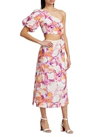 Nadia Floral Cut-Out Midi-Dress