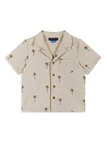 Baby Boy's Palm Linen-Blend Camp Shirt & Drawstring Shorts Set