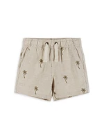 Baby Boy's Palm Linen-Blend Camp Shirt & Drawstring Shorts Set