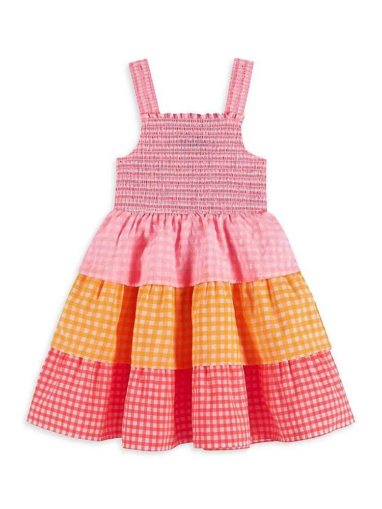 Little Girl's Gingham Smocked A-Line Dress