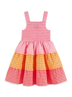 Little Girl's Gingham Smocked A-Line Dress