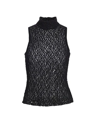 Mesh Sleeveless Turtleneck Top