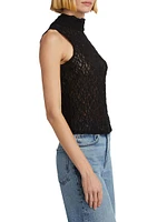 Mesh Sleeveless Turtleneck Top