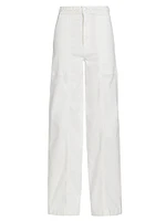 Braided Waistband High-Rise Wide-Leg Jeans