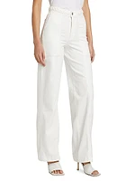 Braided Waistband High-Rise Wide-Leg Jeans