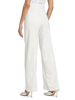 Braided Waistband High-Rise Wide-Leg Jeans