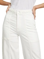 Braided Waistband High-Rise Wide-Leg Jeans