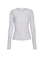 Mesh Lace Crewneck Long-Sleeve Top