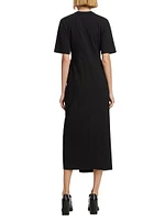 Ruched Cotton Midi-Dress