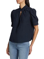 Linen-Blend Ruffle-Trimmed Top