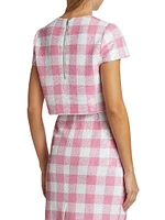 Elena Sequined Check Crop Top