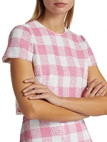 Elena Sequined Check Crop Top