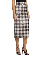 Leilani Sequined Check Pencil Skirt