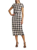 Leilani Sequined Check Pencil Skirt