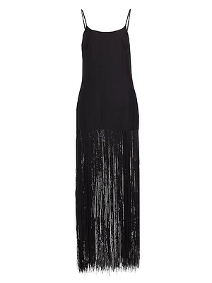 Fringed Sleeveless Maxi Dress