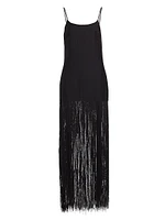 Fringed Sleeveless Maxi Dress