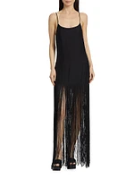 Fringed Sleeveless Maxi Dress