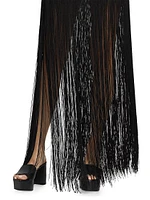 Fringed Sleeveless Maxi Dress