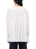 Gathered Voile Cotton Blouse