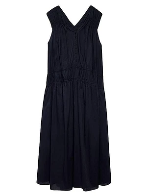 Gathered V-Neck Maxi Dress