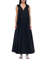 Gathered V-Neck Maxi Dress