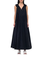 Gathered V-Neck Maxi Dress