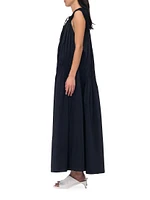 Gathered V-Neck Maxi Dress