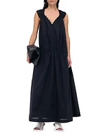 Gathered V-Neck Maxi Dress