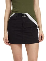 Stretch-Cotton Cargo Miniskirt