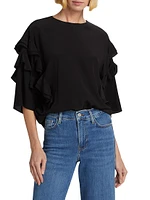 Silk Ruffled-Sleeve Blouse