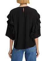 Silk Ruffled-Sleeve Blouse