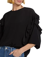 Silk Ruffled-Sleeve Blouse