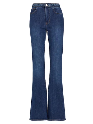 Braided Waistband Le High Flare Jeans