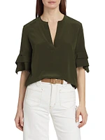 Tiered Short-Sleeve Blouse