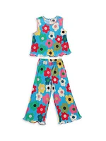 Little Girl's & Girl's 2-Piece Big Daisy Pleats Set