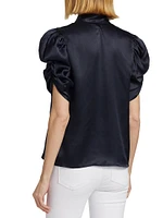 Puff-Sleeve Silk Blouse