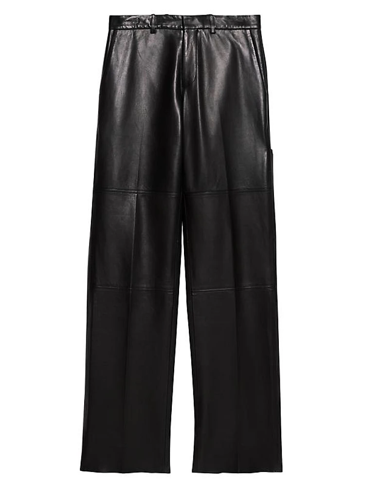 Leather Straight-Leg Pants