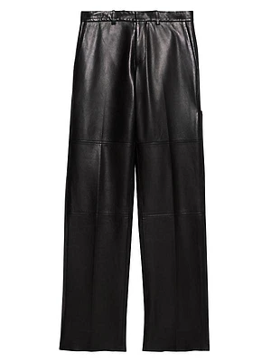 Leather Straight-Leg Pants