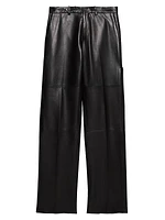 Leather Straight-Leg Pants