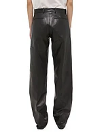 Leather Straight-Leg Pants