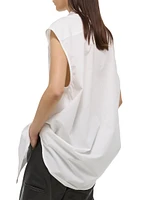 Cotton Sleeveless Oversized Shirt