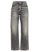 Distressed Straight-Leg Boyfriend Jeans