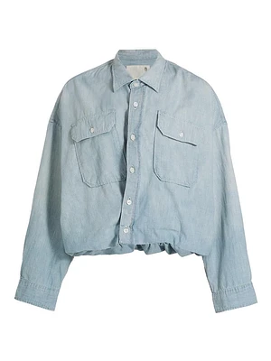 Cotton Blouson-Hem Utility Shirt