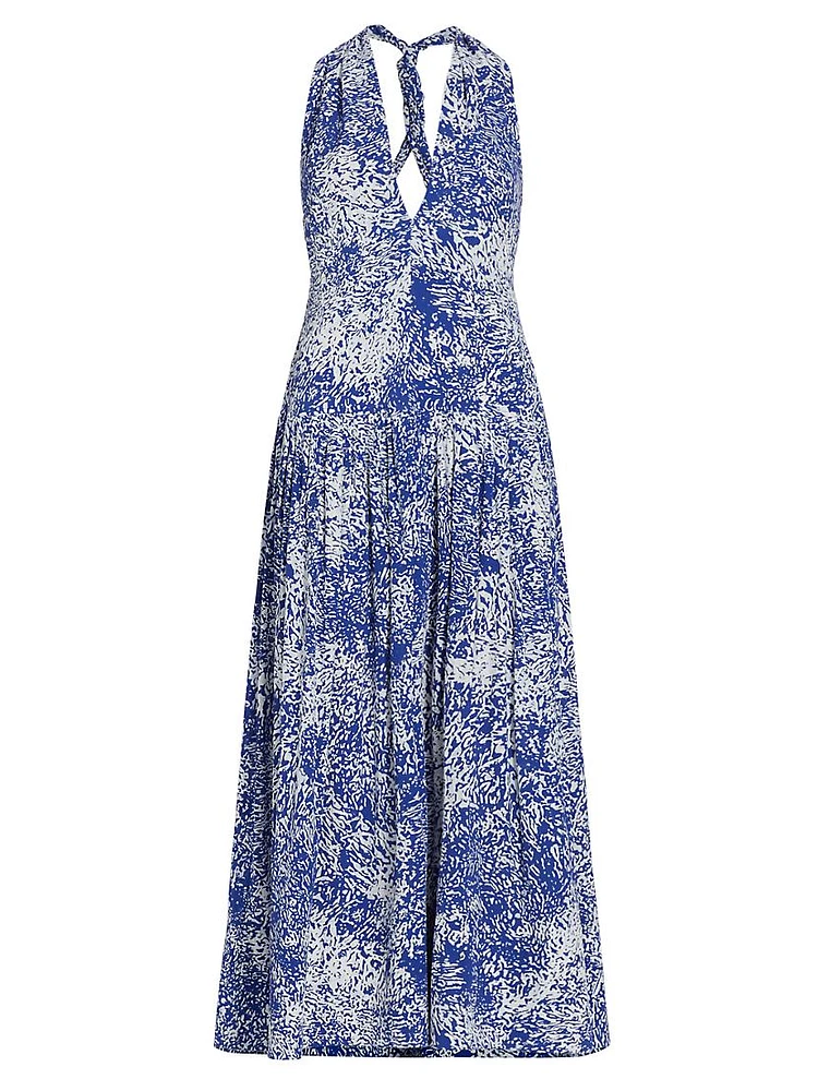 Simone Printed Halter Midi-Dress