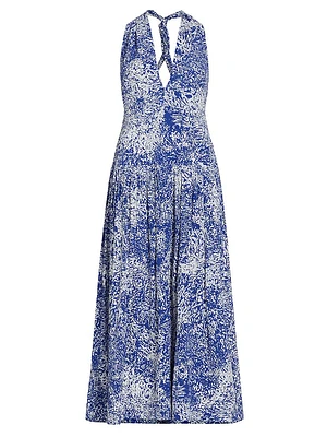 Simone Printed Halter Midi-Dress