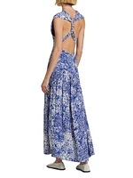 Simone Printed Halter Midi-Dress